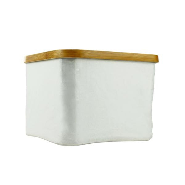 White Colour Small Bamboo Frame Storage Basket