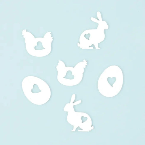 White Colour Assorted Wooden Shapes Easter Decoration