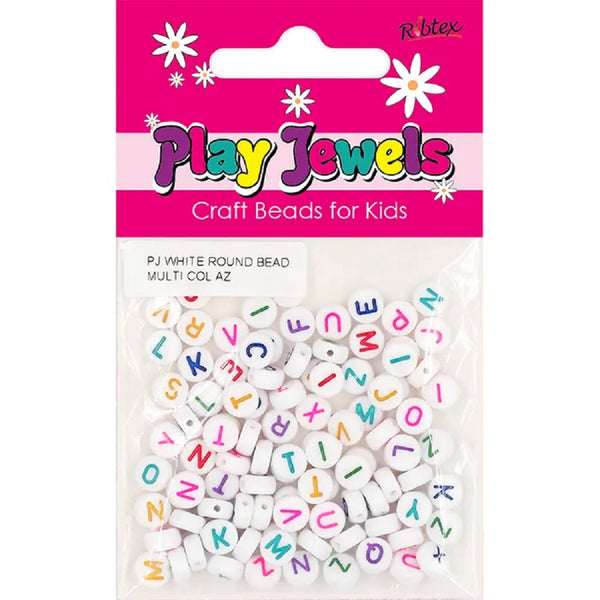 White Colour Round Alphabet Beads