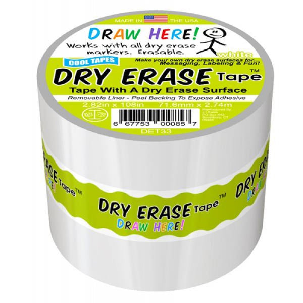 White Colour Dry Erase Tape (available in 2 sizes)