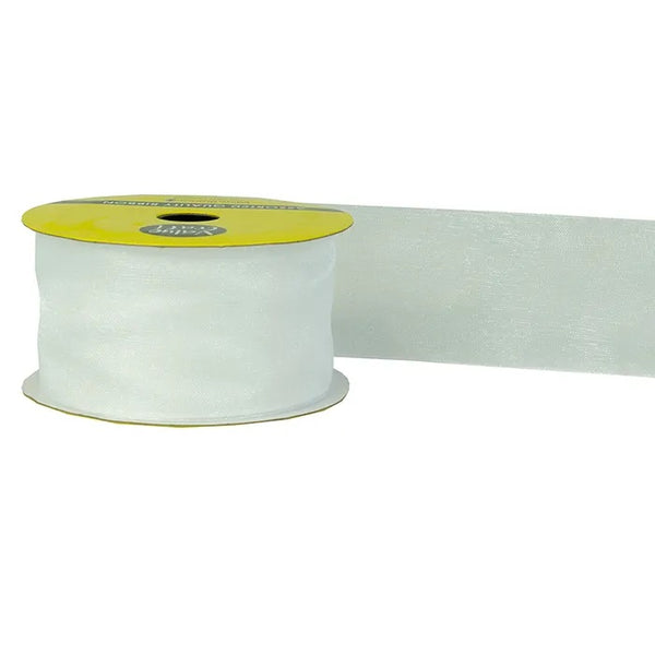 38mm White Organza Woven Edge Ribbon