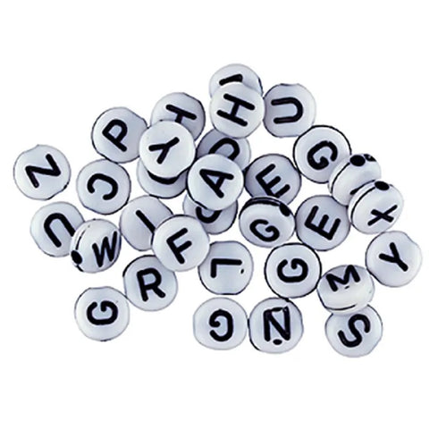 White Colour Round Alphabet Beads