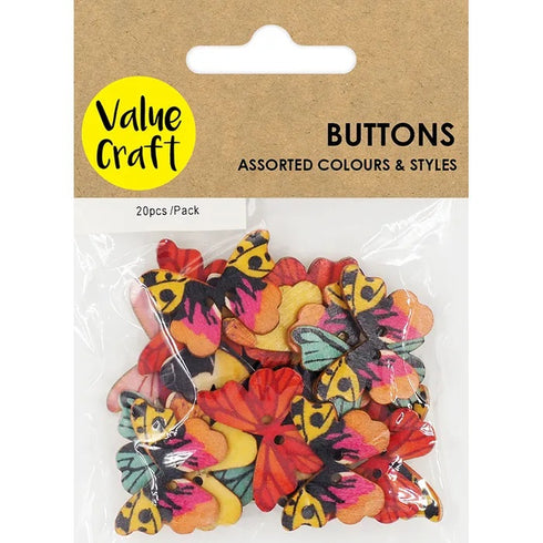 Wooden Butterfly Shape Buttons