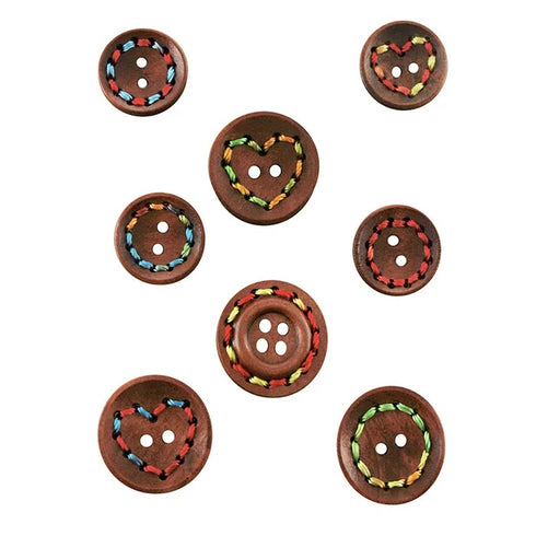 Wooden Buttons with Stitching