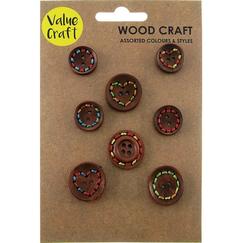 Wooden Buttons with Stitching