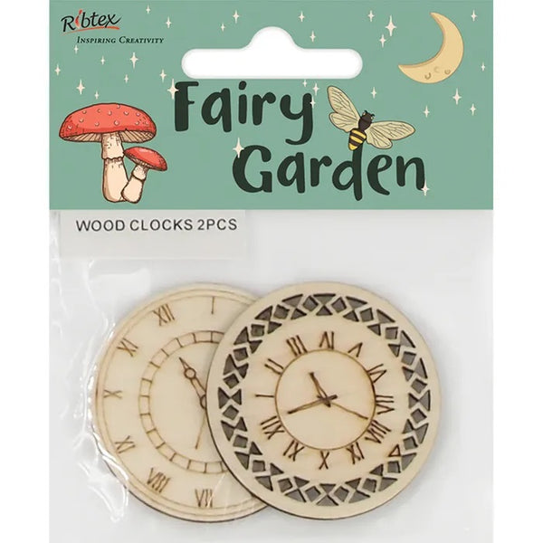 Wooden Clocks Fairy Garden Embellishments