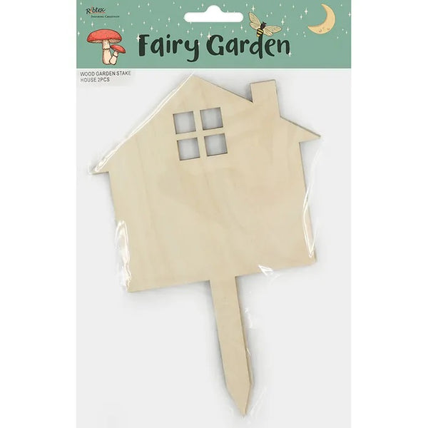 Wooden Fairy Garden House Shape Stake