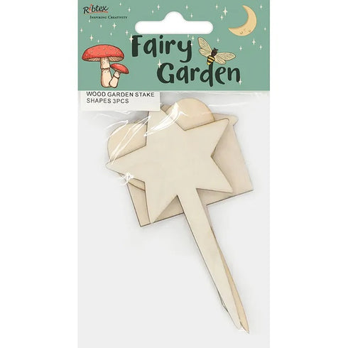 Wooden Fairy Garden Stake Shapes Signs