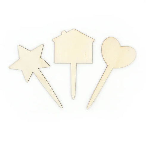 Wooden Fairy Garden Stake Shapes Signs