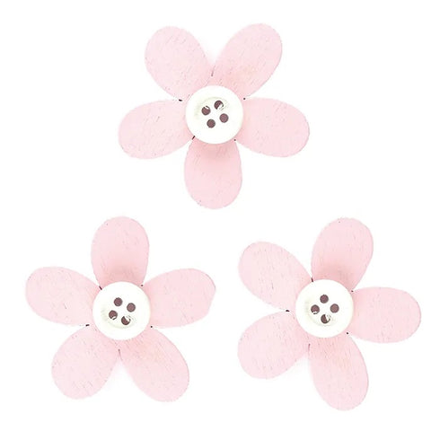 Wood Flower with Button Embellishments