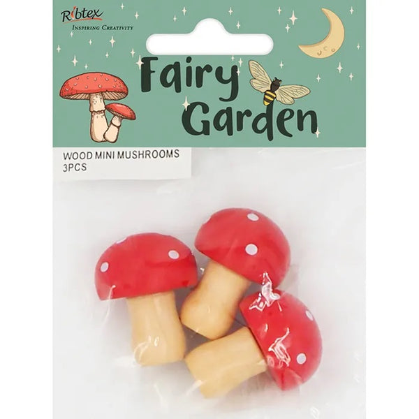 Wooden Mini Mushroom Shape Fairy Garden Embellishments