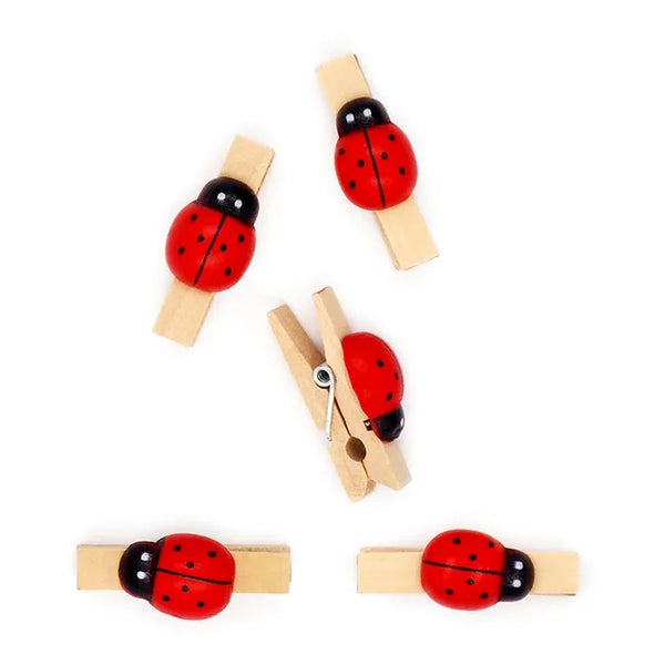 Wooden Pegs with Ladybugs