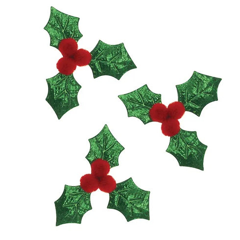 Xmas Holly with Pom Poms Puffy Shapes