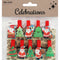 Xmas Santas & Trees Shapes Wooden Pegs