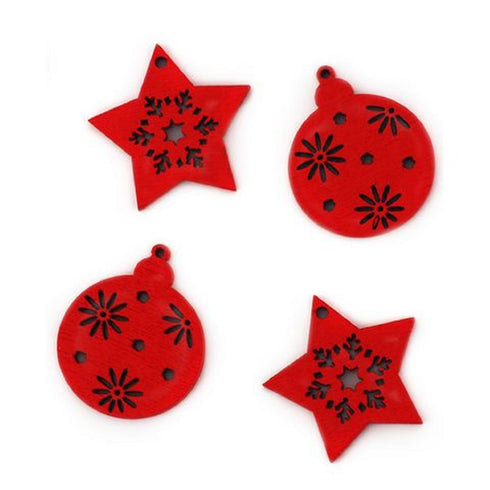 Xmas Star and Bauble Shape Wooden Shapes