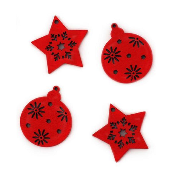 Xmas Star and Bauble Shape Wooden Shapes