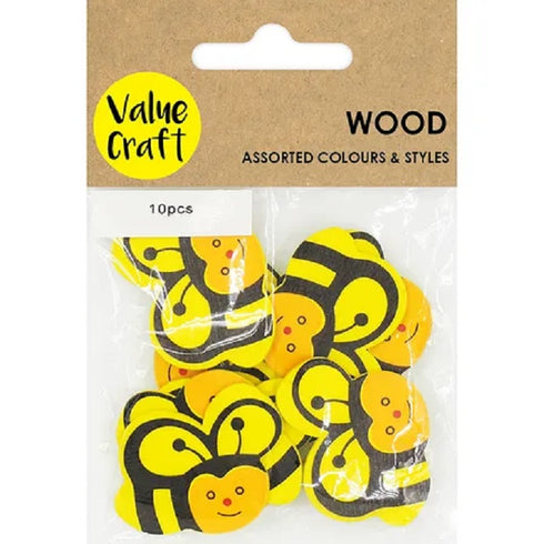 Yellow & Black Wooden Bees Embellishment