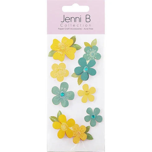 Yellow & Blue Floral 3D Sticker