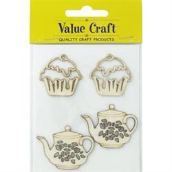 AussieSuperStore Art & Craft Essentials 3D Craft Stickers Wooden Cupcakes 3D Craft Stickers Wooden Cupcakes |Scrapbooking Stickers|Embellishment 9331468042860 VCWLC003