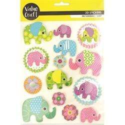 AussieSuperStore Art & Craft Essentials 3D Elephant Stickers 3D Elephant Stickers | Scrapbooking Sticker | Embellishment | Bird Wall Stickers 9331468058571 VC3D05
