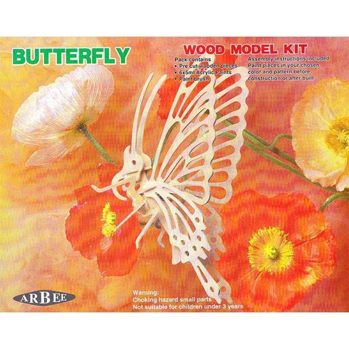 AussieSuperStore Art & Craft Essentials 3D Wooden Butterfly Model Kit 3D Wooden Butterfly Model Kit | DIY Kits for Kids WO93DBU