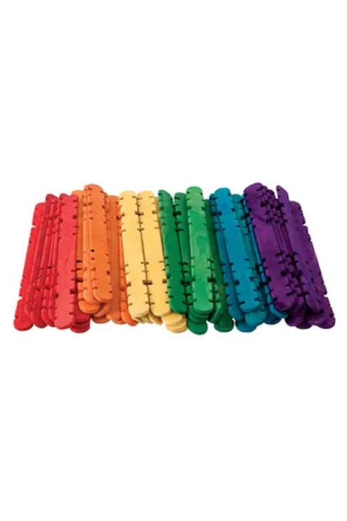 AussieSuperStore Art & Craft Essentials Assorted Colours Wooden Construction Sticks 150pcs (in 2 colours) Wooden Construction Sticks 150pcs (in 2 colours) | Craft Wooden Popsicle Sticks | Wooden Shapes items CNC508
