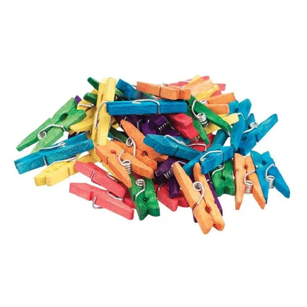 AussieSuperStore Art & Craft Essentials Assorted Colours Wooden Mini Pegs with Spring Wooden Mini Pegs with Spring | Craft Tiny Pegs | Craft Wooden Items | Mini Wooden Pegs PE053