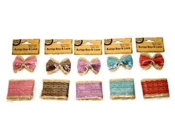 AussieSuperStore Art & Craft Essentials Burlap Bow & Lace (in 5 colours) Burlap Bow & Lace | Burlap Ribbons & Bows | Jute Lace Bows