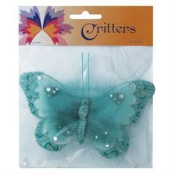 AussieSuperStore Art & Craft Essentials Butterfly Feather Glitter with Clip 13.5cm (in 4 colours) Butterfly Feather Glitter with Clip 13.5cm | Craft Embellishment