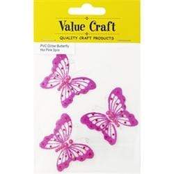 AussieSuperStore Art & Craft Essentials Butterfly Glitter Hot Pink Butterfly Glitter Hot Pink | Organza Butterflies | Party Decorations 9331468043348 VCSBS14007