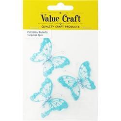 AussieSuperStore Art & Craft Essentials Butterfly Glitter Turquoise Butterfly Glitter Turquoise | Organza Butterflies | Party Decorations 9331468043362 VCSBS14008