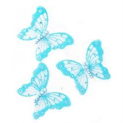AussieSuperStore Art & Craft Essentials Butterfly Glitter Turquoise Butterfly Glitter Turquoise | Organza Butterflies | Party Decorations 9331468043362 VCSBS14008