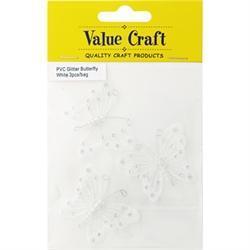 AussieSuperStore Art & Craft Essentials Butterfly Glitter White Butterfly Glitter White | Organza Butterflies | Craft Party Decoration 9331468043331 VCSBS14006