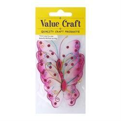 AussieSuperStore Art & Craft Essentials Butterfly Two Tone Large Hot Pink Butterfly Two Tone Large Hot Pink | Organza Butterflies | Decorations 9331468014676 VCSBB03