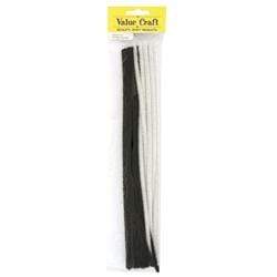 AussieSuperStore Art & Craft Essentials Chenille Sticks Black & White Chenille Sticks Black & White | Craft Supplies for Kids 9331468035602 VCCS09
