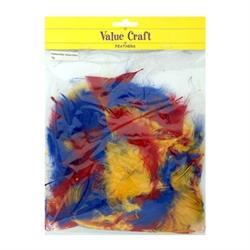AussieSuperStore Art & Craft Essentials Craft Feathers Red/Yellow/Blue Craft Feathers Red/Yellow/Blue | Artificial Feathers 9331468013457 VCFRD