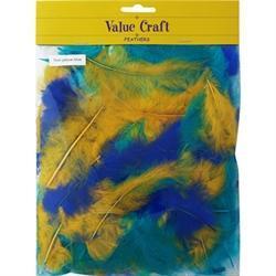 AussieSuperStore Art & Craft Essentials Craft Feathers Teal/Yellow/Blue Craft Feathers Teal/Yellow/Blue | Artificial Feathers 9331468043584 VCF24