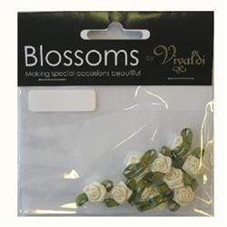 AussieSuperStore Art & Craft Essentials Cream Grub Rose with Leaves (in 6 colors) Grub Rose with Leaves | Artificial Flower Party Decoration 9323823043346 GRL1CR