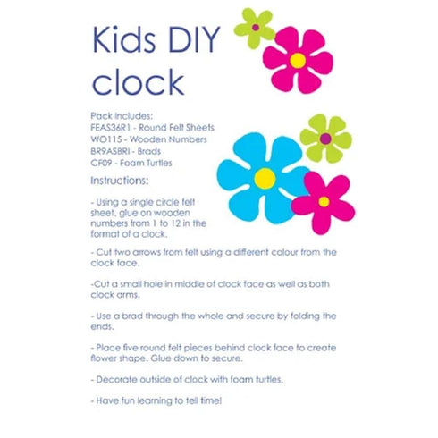 AussieSuperStore Art & Craft Essentials DIY Felt Flower Kids Clock DIY Felt Flower Kids Clock | DIY Kits for Kids | Craft Kits for Kids KIT116