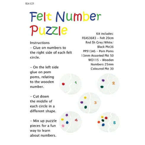 AussieSuperStore Art & Craft Essentials DIY Felt Number Puzzle Kit DIY Felt Number Puzzle Kit | DIY Kits for Kids | Craft Kits for Kids KIT123