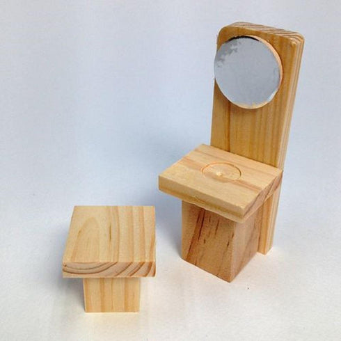AussieSuperStore Art & Craft Essentials Doll House Furniture - Vanity Unit and Stool Doll House Furniture - Vanity Unit and Stool | Craft Doll House Furniture | Miniature Furniture | Fairy House | Craft Doll House Furniture | Miniature Furniture | Fairy House WO9DF4