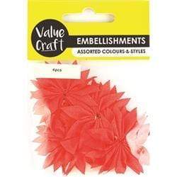 AussieSuperStore Art & Craft Essentials Flower Chiffon Embellishments (in 4 colors) Flower Chiffon Embellishments (in 4 colors) | Craft Embellishment | Scrapbooking Embellishment