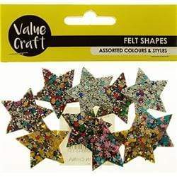 AussieSuperStore Art & Craft Essentials Glitter Felt Stars Shapes Glitter Felt Stars Shapes | Craft Party Scrapbooking Embellishment Decoration 9331468054535 VJY187