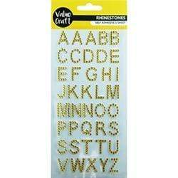 AussieSuperStore Art & Craft Essentials Gold Rhinestones Glitter Alphabet (in 3 colours) Rhinestones Stickers Glitter Alphabet | Craft Embellishment Decoration 9331468049784 VCR204