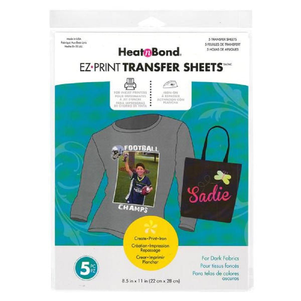 AussieSuperStore Art & Craft Essentials HeatnBond EZ-Print Transfer Sheets for Dark Fabrics HeatnBond EZ-Print Transfer Sheets for Dark Fabrics | Printable Sheets Part Number 011547 011547