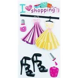 AussieSuperStore Art & Craft Essentials I Love Shopping 8pcs Fashion Theme 3D Stickers (in 3 styles) Fashion Theme 3D Stickers | Scrapbooking Stickers | Embellishments 9323823186517 JBS164