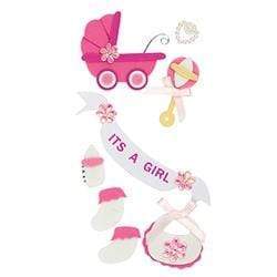 AussieSuperStore Art & Craft Essentials It's A Girl Baby Theme 3D Stickers (in 2 styles) Baby Theme 3D Stickers (in 2 styles) | Scrapbooking Sticker|Embellishment 9323823146368 JBS016