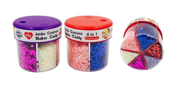 AussieSuperStore Art & Craft Essentials Jumbo 6 in 1 Craft Glitter Heart Shape Shaker Jumbo 6 in 1 Craft Glitter Shaker-Metallic Colors | Craft Glitters DUR4095