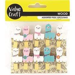 AussieSuperStore Art & Craft Essentials Llama Wh-Pk-Bl Craft Wood Pegs (in 4 varieties) Craft Wood Pegs (in 4 varieties) | Craft Tiny Pegs | Craft Wooden Items | Mini Wooden Pegs 9331468058861 VCWD33