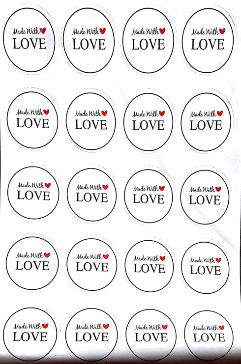 AussieSuperStore Art & Craft Essentials Made with Love White Printed Sticker (in 4 types) White Printed Sticker (in 4 types) | Scrapbooking Embellishment DUR3131